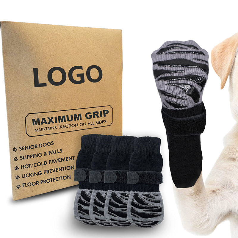 4Pcs/set Premium Non-Slip Dog Socks For Hardwood Floors - Extra-Thick Grip