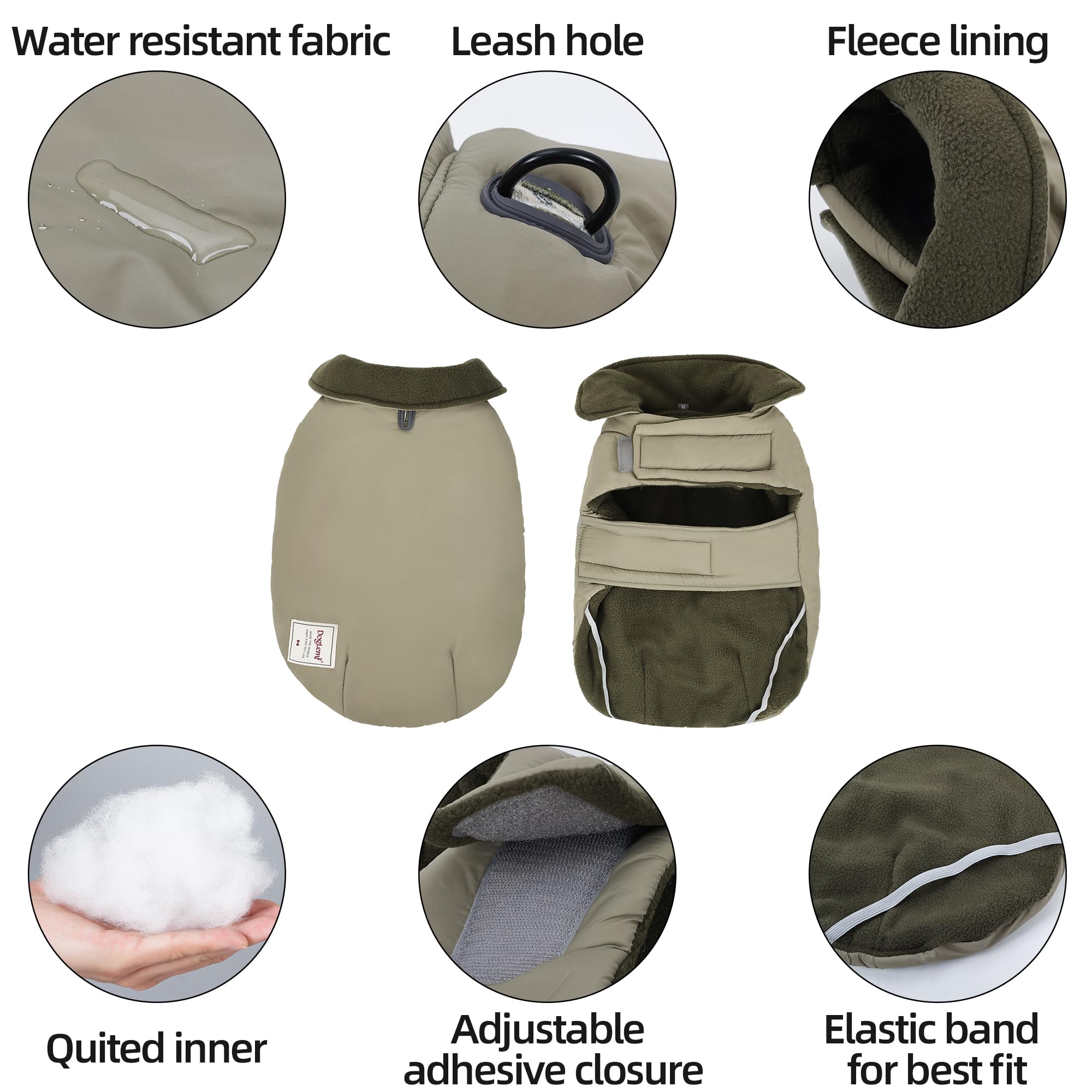 Puffer Vest Dog Jacket Turtleneck Cozy Fleece Dog Coat