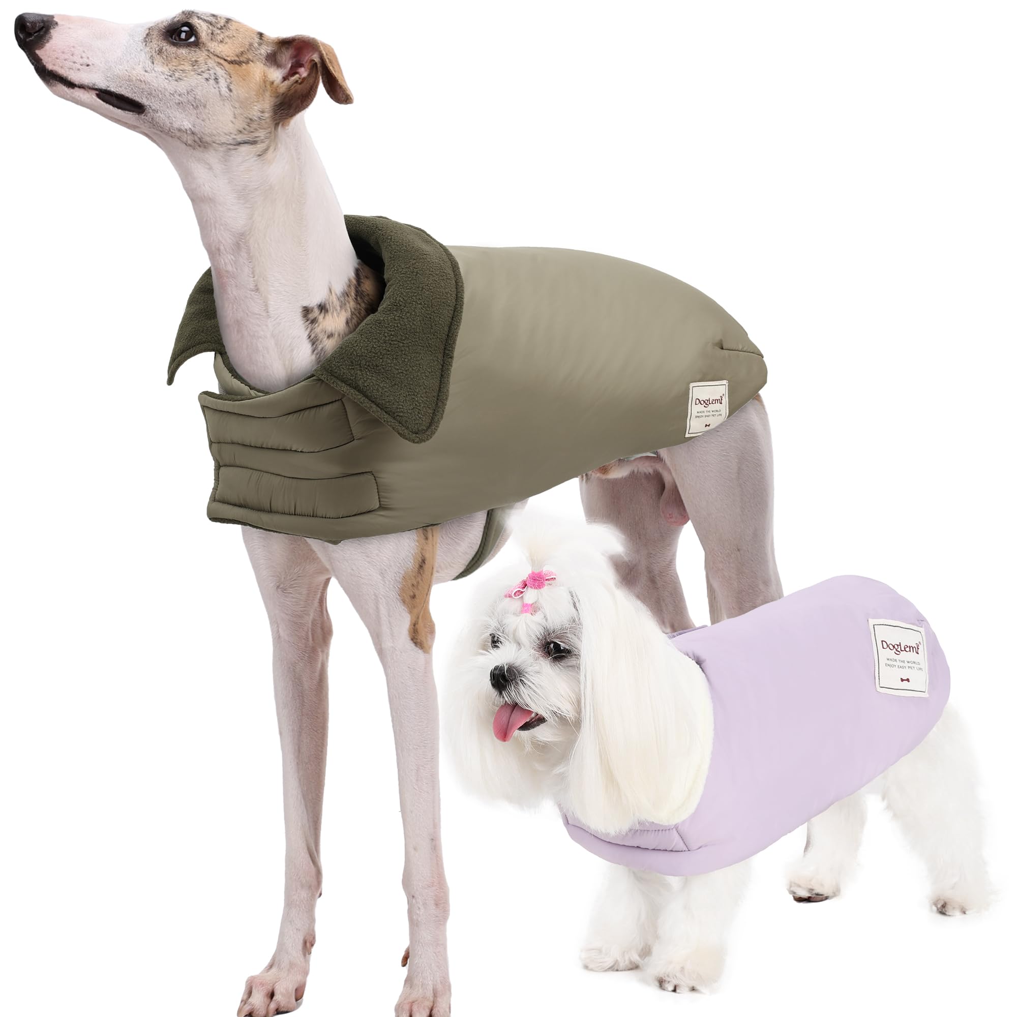 Puffer Vest Dog Jacket Turtleneck Cozy Fleece Dog Coat