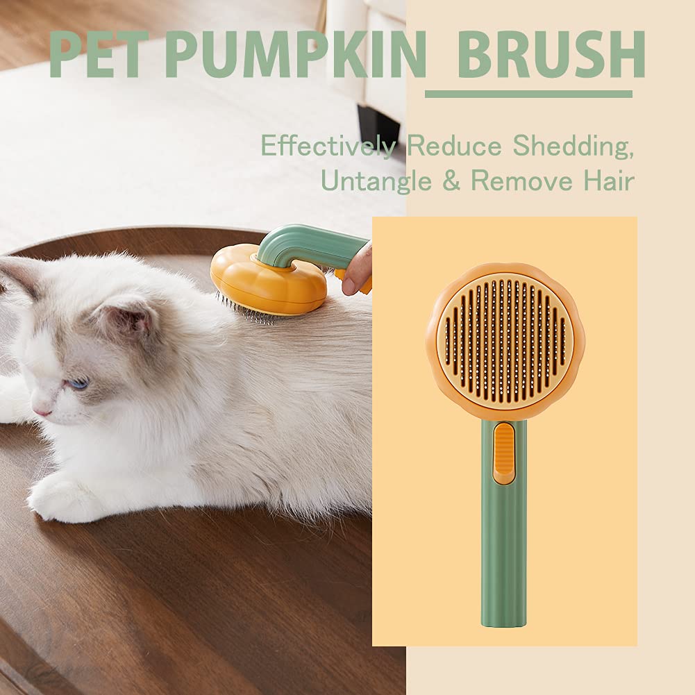 Pumpkin Pet Cat Grooming Comb Self Cleaning Slicker Brush Dog Hair Comb