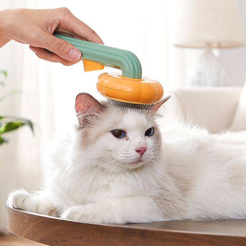 Pumpkin Pet Cat Grooming Comb Self Cleaning Slicker Brush Dog Hair Comb
