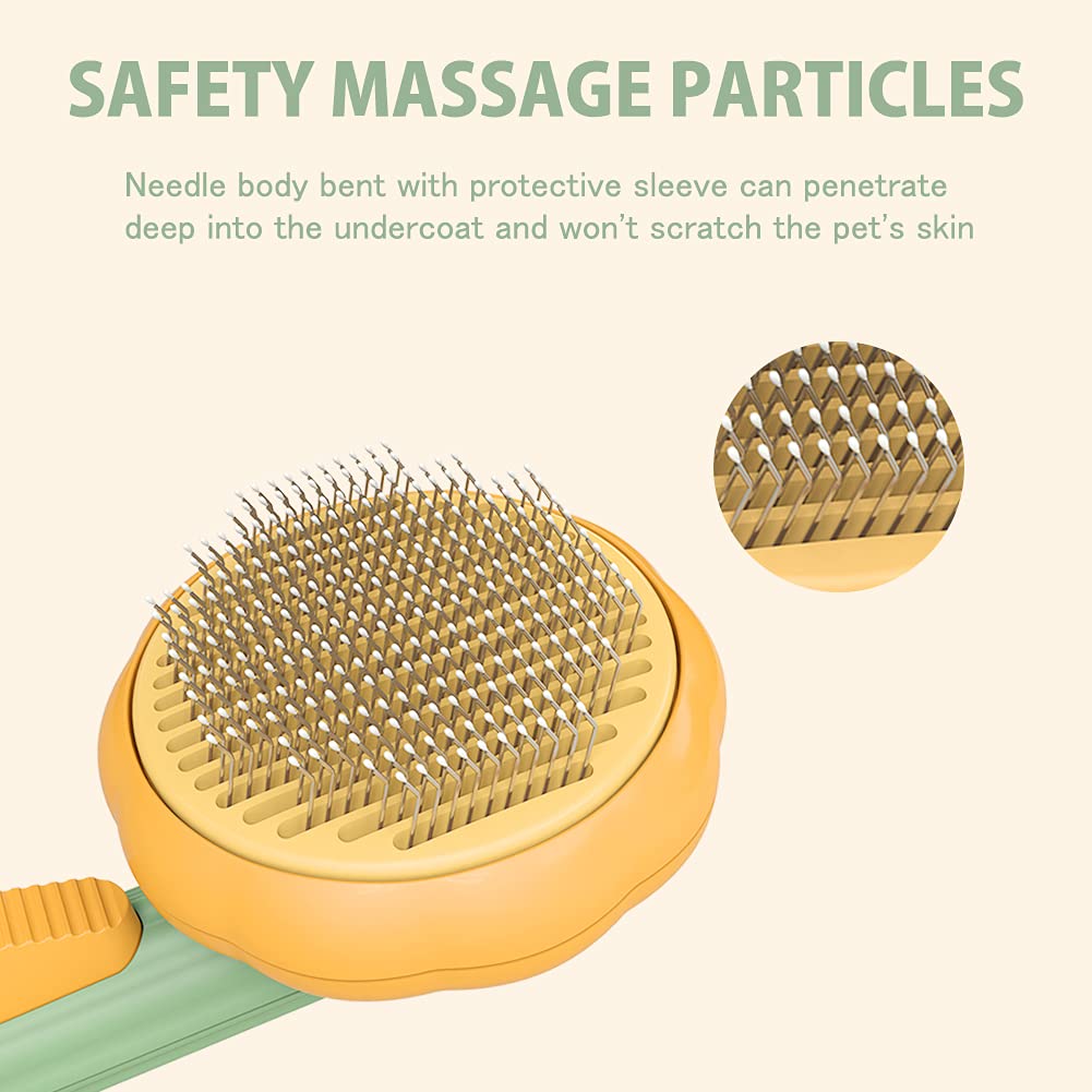 Pumpkin Pet Cat Grooming Comb Self Cleaning Slicker Brush Dog Hair Comb