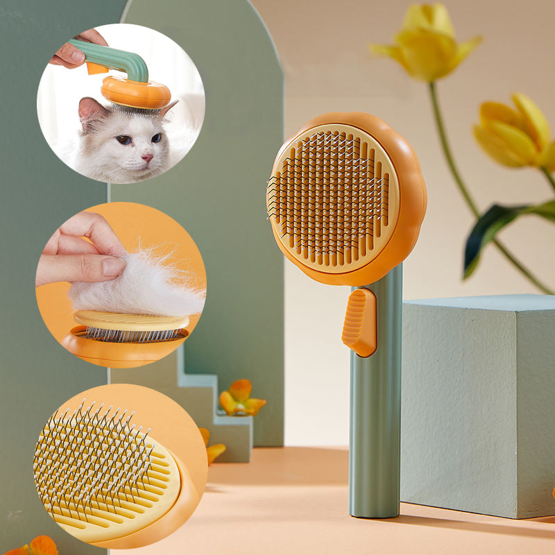 Pumpkin Pet Cat Grooming Comb Self Cleaning Slicker Brush Dog Hair Comb
