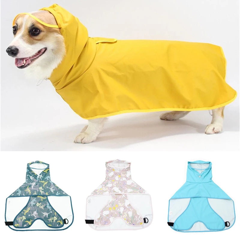 Dog Raincoat Waterproof Soft PU Breathable Dog Rain Jacket With Hood