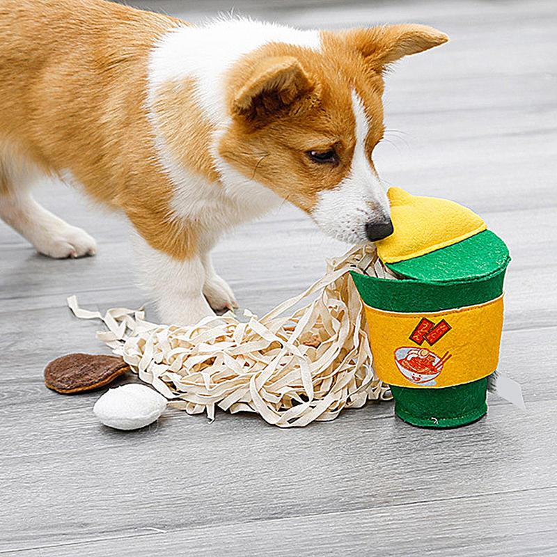 Ramen Noodles Dog Toy Bite-Resistant Plush Food Hide And Sniff Toy