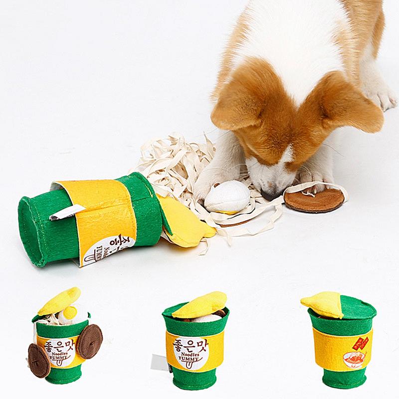 Ramen Noodles Dog Toy Bite-Resistant Plush Food Hide And Sniff Toy