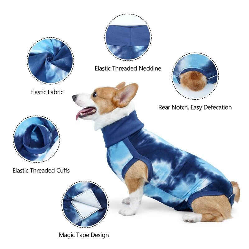 Recovery Suit for Dogs Tie-Dyed After Surgery Professional Pet Recovery Shirt