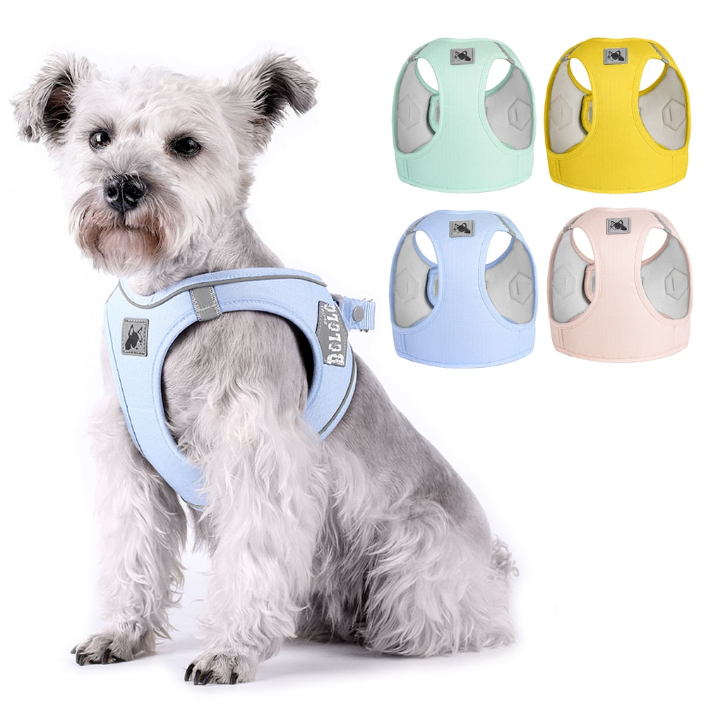 Adjustable Reflective Dog Harness and Leash Set Dogs Macaroon Soft Vest