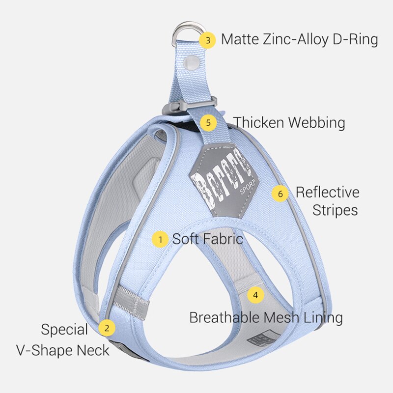 Adjustable Reflective Dog Harness and Leash Set Dogs Macaroon Soft Vest