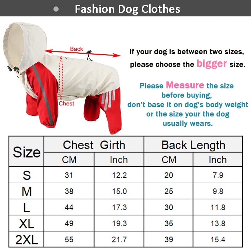 Reflective Dog Raincoat Waterproof Pet Jumpsuit Clothes