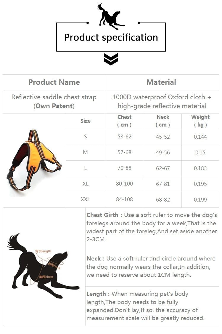 Reflective Pet Dog Chest Strap Oxford Dog Harness Vest