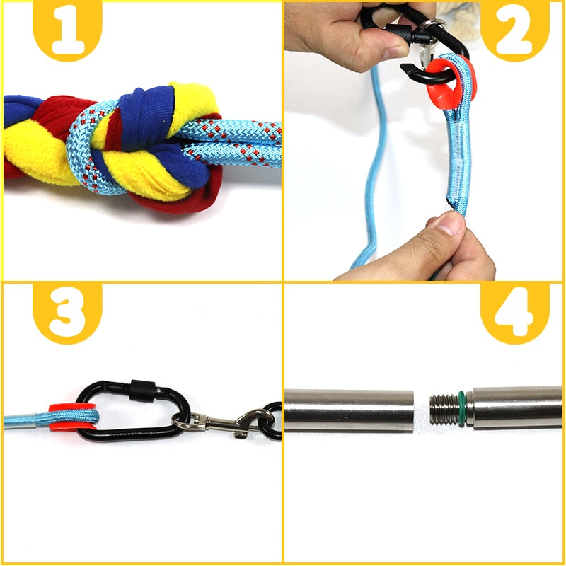 Interactive Flirt Pole Toy for Dogs Chase and Tug of War,Durable Teaser Wand with Pet Fleece Rope Tether Lure Toy to Outdoor Exercise & Training for Small Medium Large Dogs