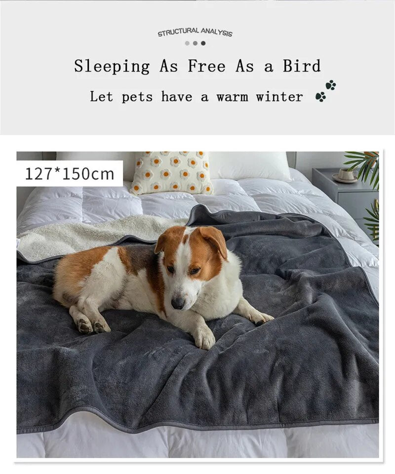Dog Blanket Quilt Pet Bed Cashmere Waterproof Thickened Cat Dog Pad