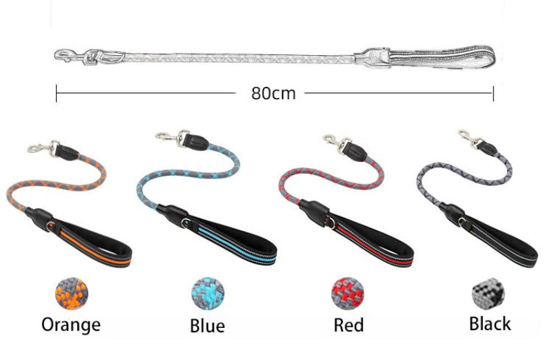 Short Reflective Dog Leash Durable Leather Nylon Dog  Leashes