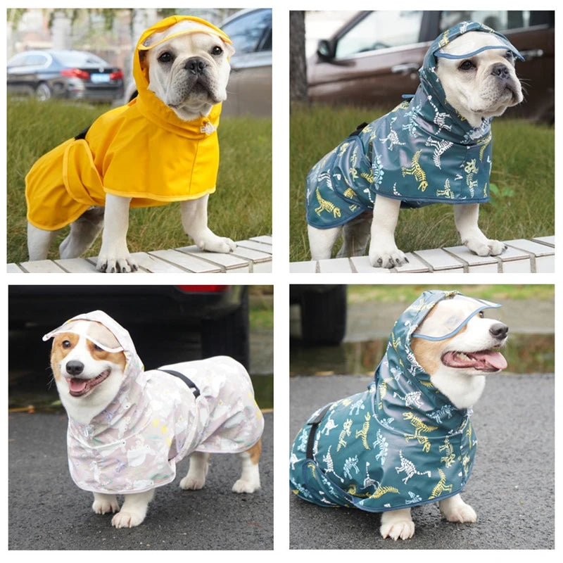 Dog Raincoat Waterproof Soft PU Breathable Dog Rain Jacket With Hood