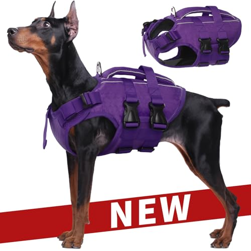 High Flotation Swimming & Boating Adjustable Sizes Lightweight Dog Life Preserver with Rescue Handle
