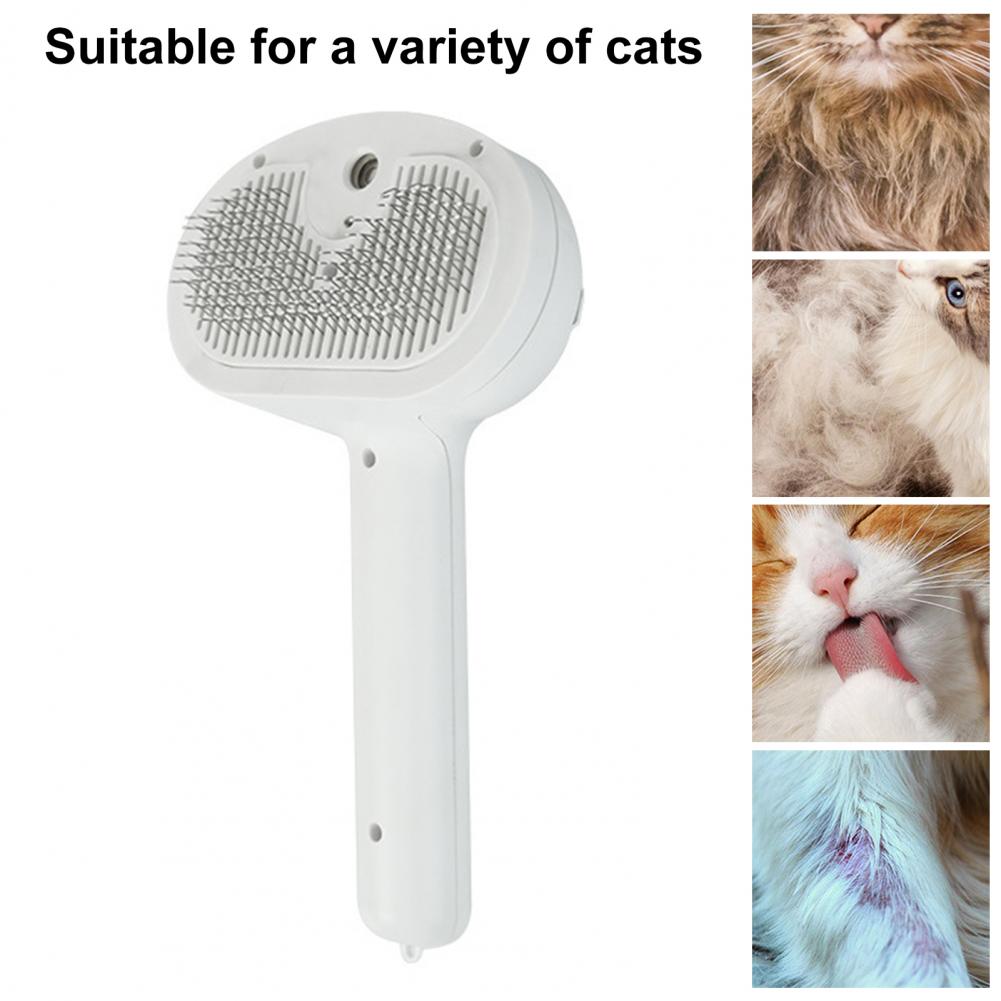 Steamy Cat Brush Non-slip Handle Cat Bath Brush Steel Needle Comb