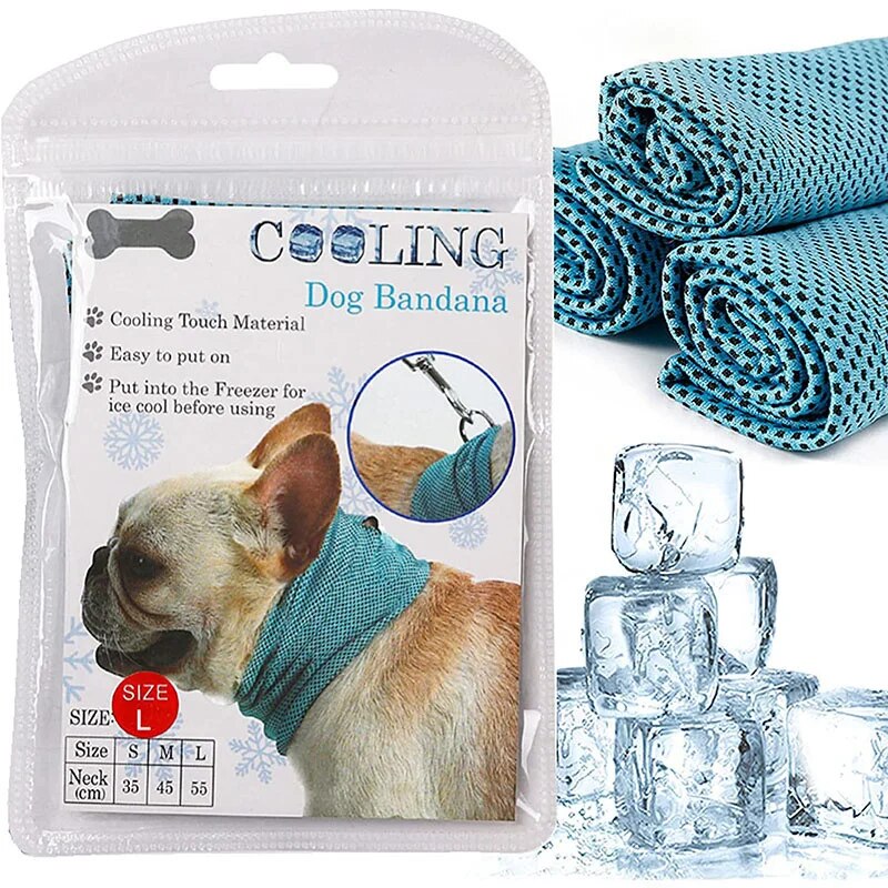 Summer Ice Dog Collar Reusable Physical Instant Cooling Bandana with Leash Hole Pet Scarf