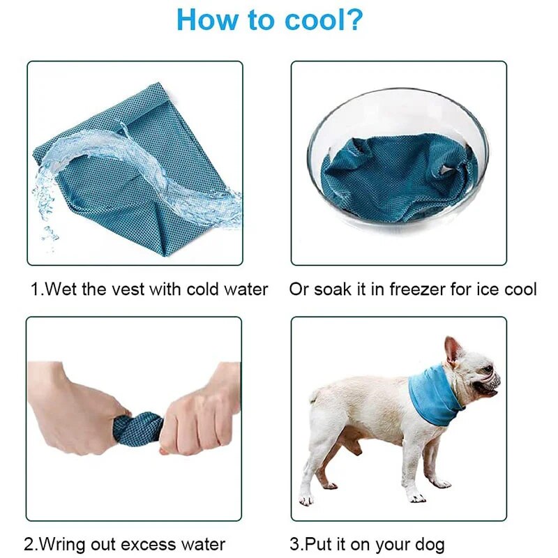 Summer Ice Dog Collar Reusable Physical Instant Cooling Bandana with Leash Hole Pet Scarf