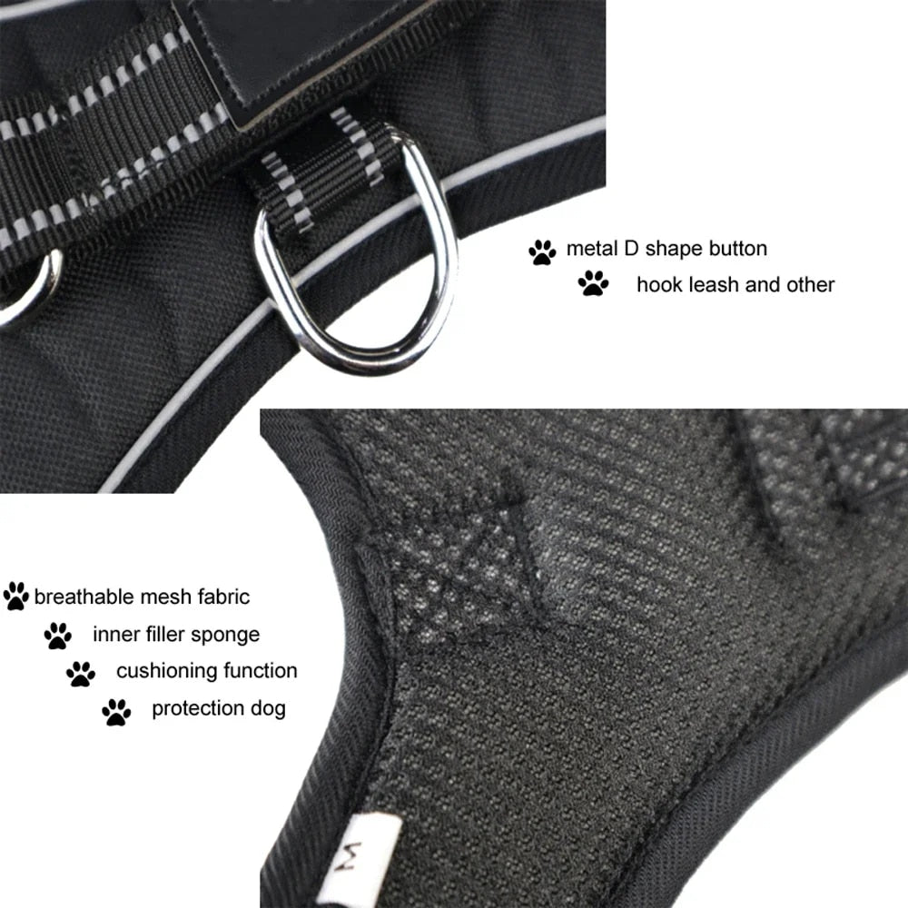 Dogs Harness Leash Set djustable Safety Reflective Pet Vest Harness With Handle Control