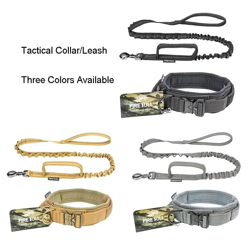 Adjustable Durable Tactical Dog Collar Leash Set