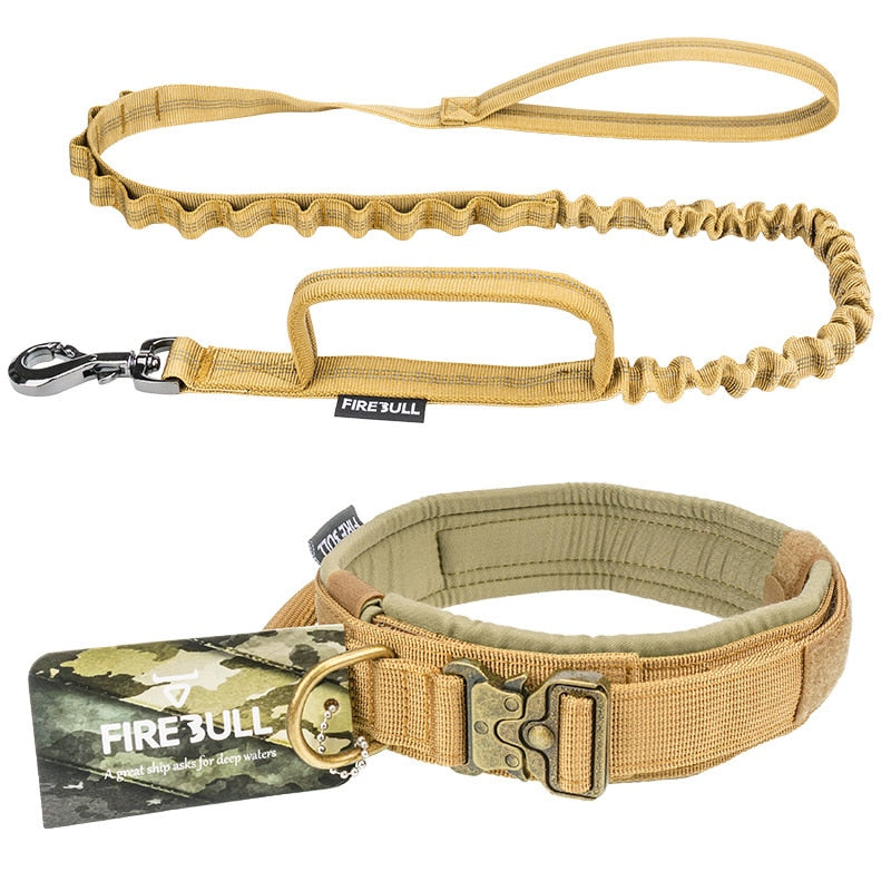 Adjustable Durable Tactical Dog Collar Leash Set