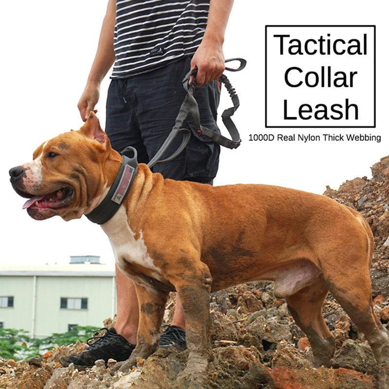 Adjustable Durable Tactical Dog Collar Leash Set
