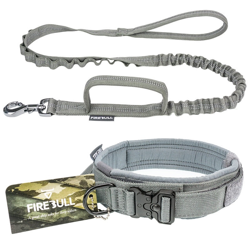 Adjustable Durable Tactical Dog Collar Leash Set
