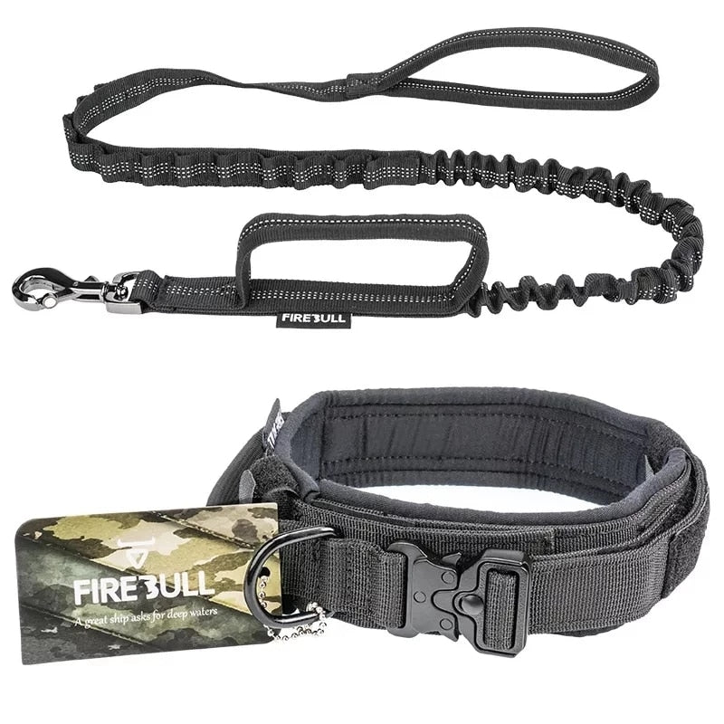 Adjustable Durable Tactical Dog Collar Leash Set