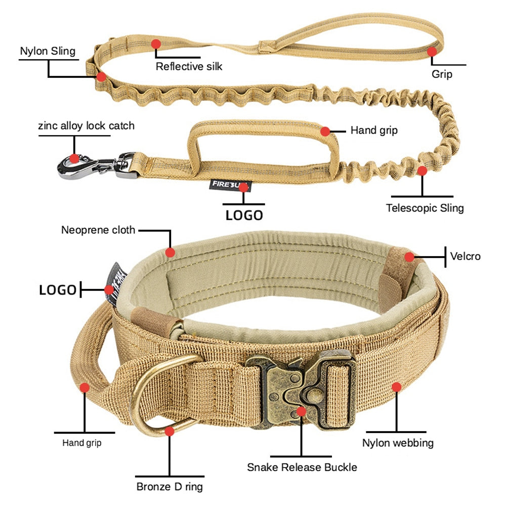 Tactical Dog Collar Leash Set Detachable Quick Release Collar