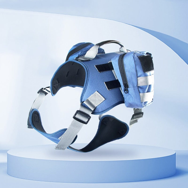 Tactical Dog Harness Nylon Adjustable Reflective Dog Harness With Handle And 2 Pouches