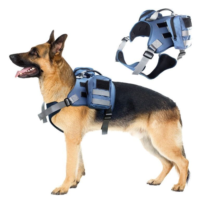 Tactical Dog Harness Nylon Adjustable Reflective Dog Harness With Handle And 2 Pouches