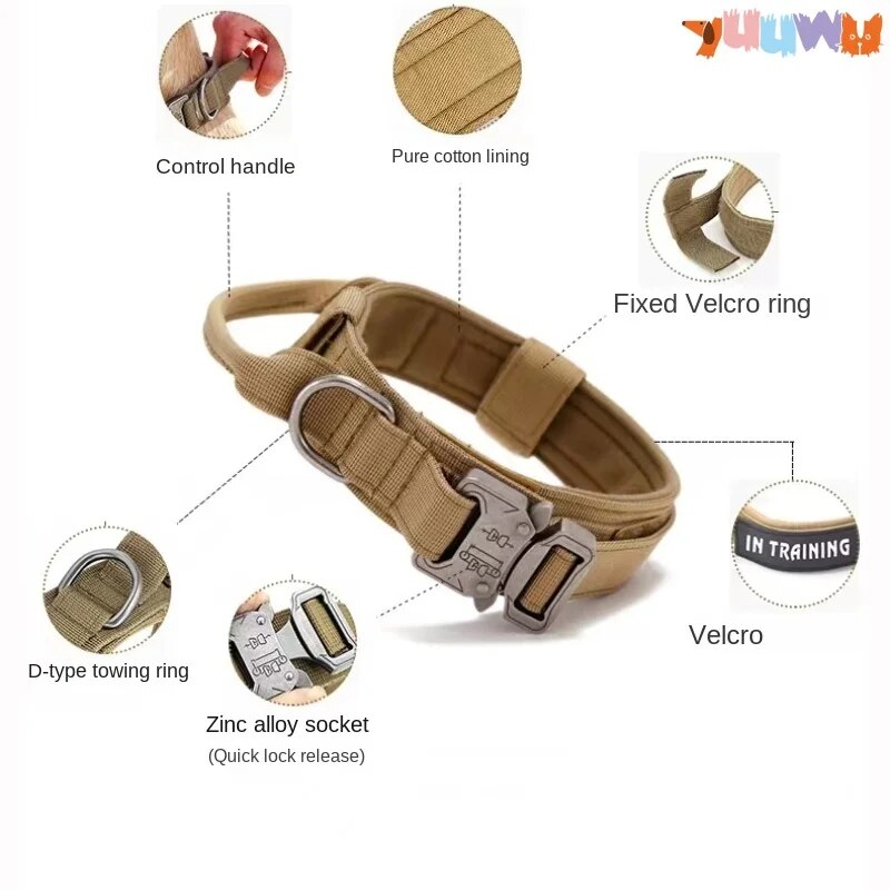 Tactical Pet Dog Collar Military Adjustable Duarable Nylon Padded