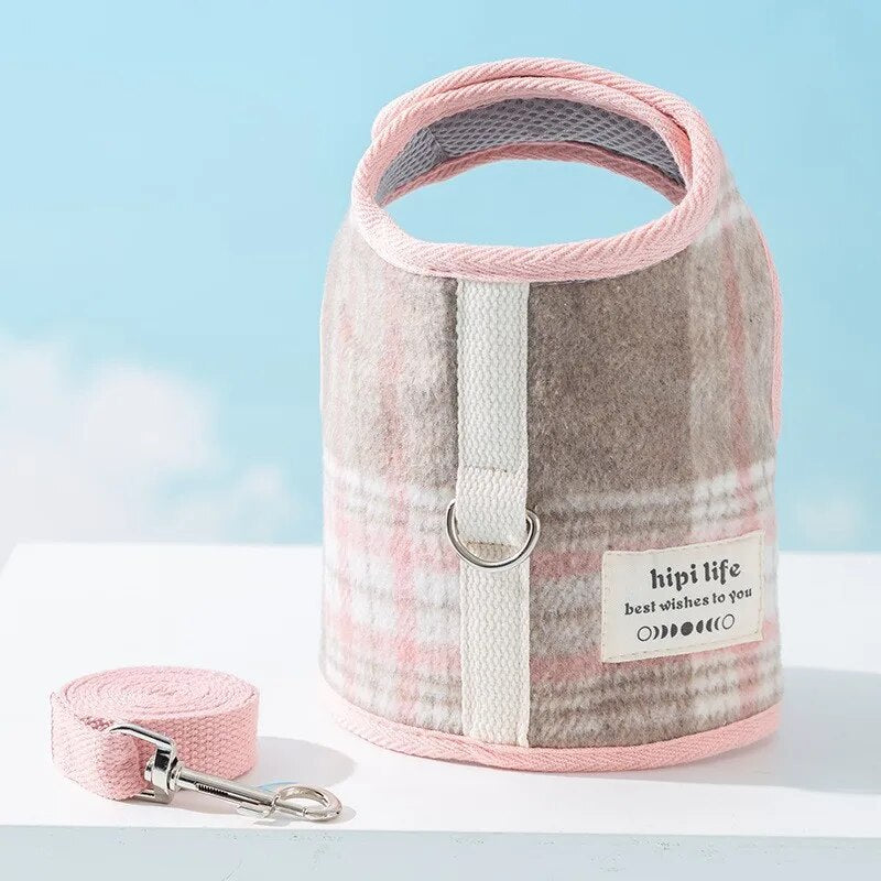 Thicken Fur Puppy Dog Harness and Leash Set