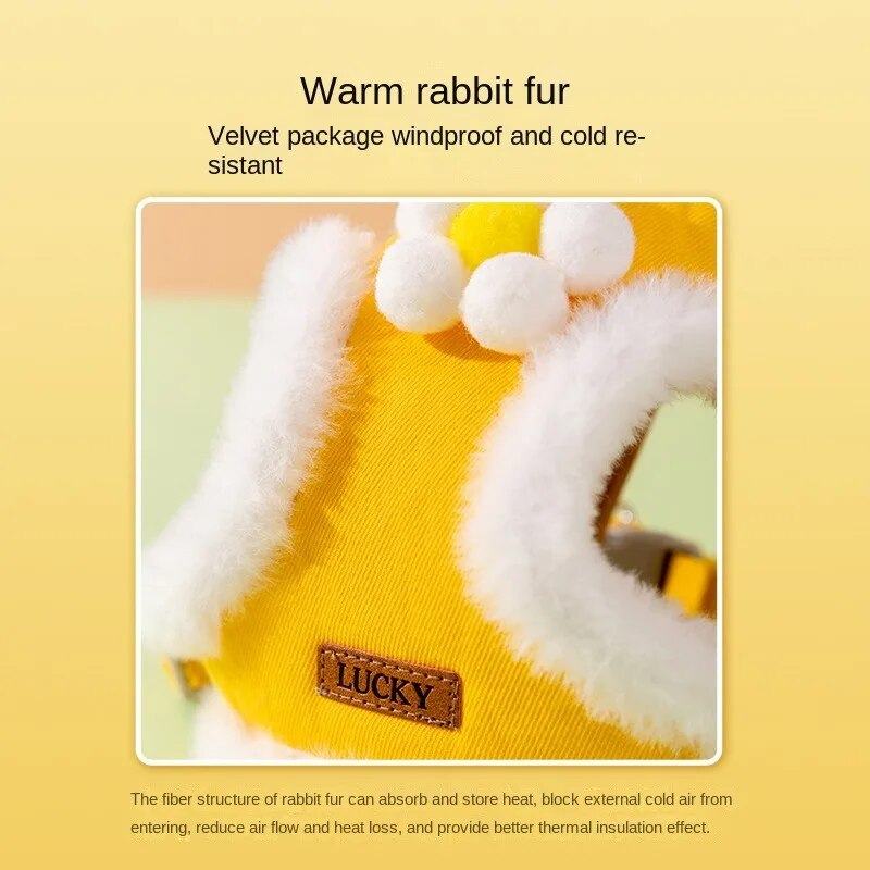 Thicken Fur Puppy Dog Harness and Leash Set