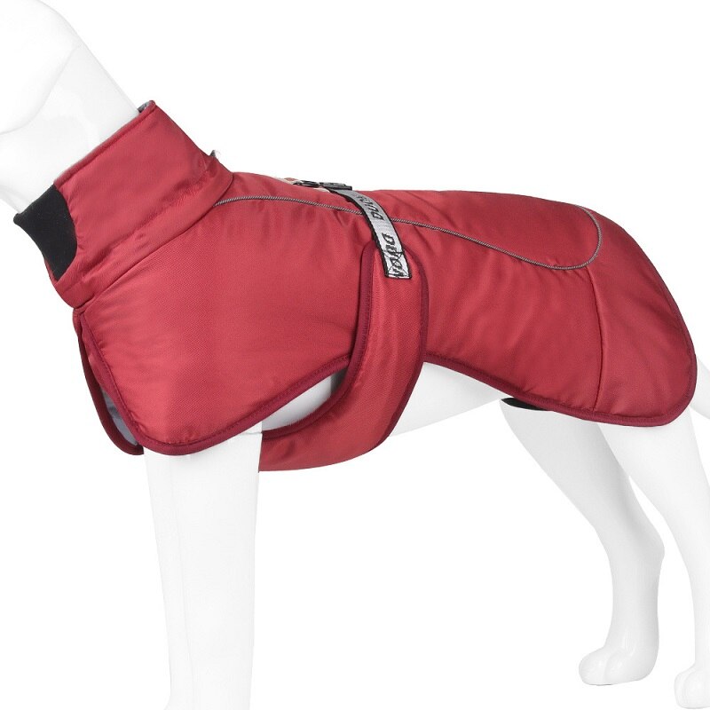 Warm Dog Coats Large Dog Waterproof Reflective Jacket Turtleneck With Adjustable Drawstring Buckle With D Ring