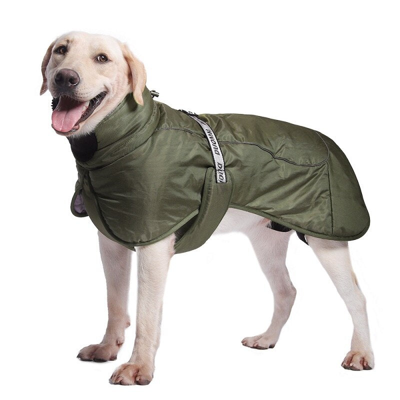 Warm Dog Coats Large Dog Waterproof Reflective Jacket Turtleneck With Adjustable Drawstring Buckle With D Ring