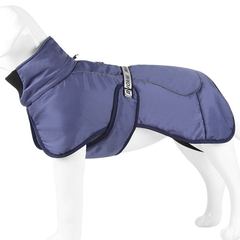 Warm Dog Coats Large Dog Waterproof Reflective Jacket Turtleneck With Adjustable Drawstring Buckle With D Ring