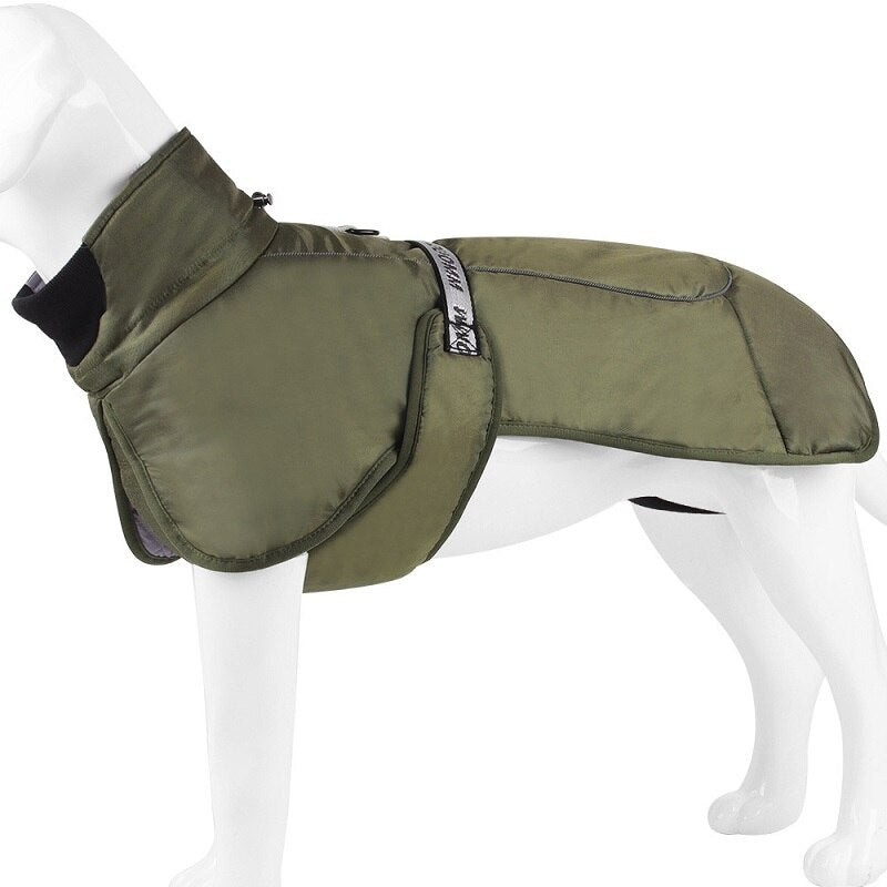 Warm Dog Coats Large Dog Waterproof Reflective Jacket Turtleneck With Adjustable Drawstring Buckle With D Ring