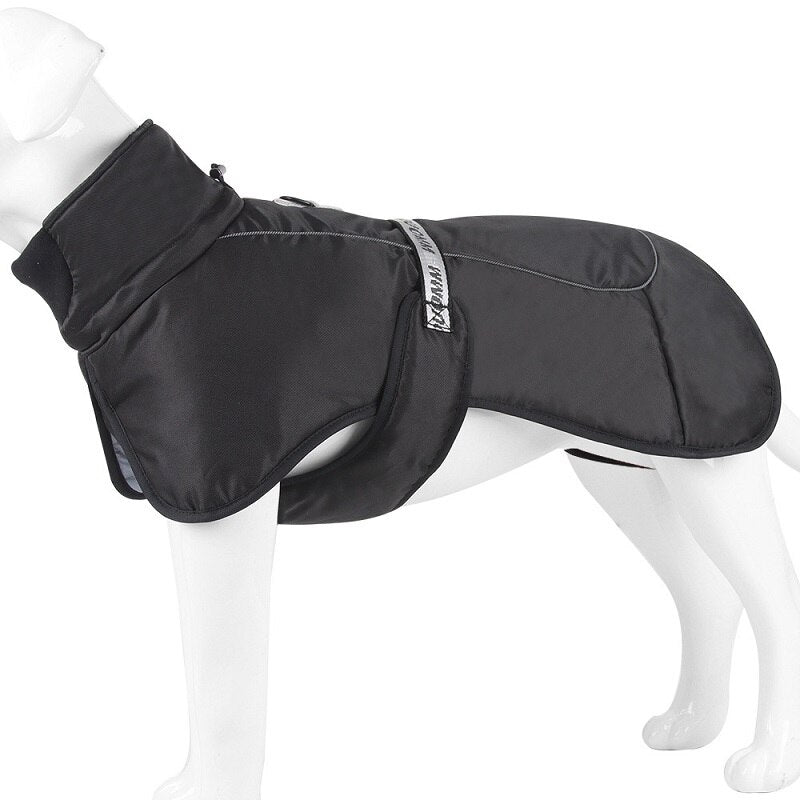Warm Dog Coats Large Dog Waterproof Reflective Jacket Turtleneck With Adjustable Drawstring Buckle With D Ring