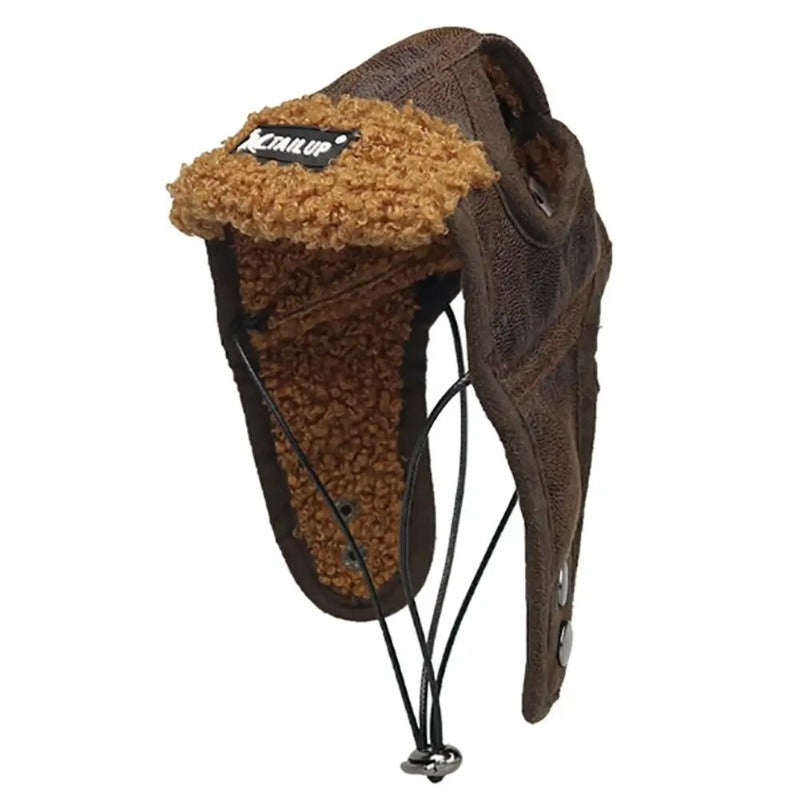 Warm Dog Pilot Hat Leather Pet Dog Cap