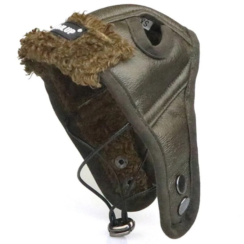 Warm Dog Pilot Hat Leather Pet Dog Cap