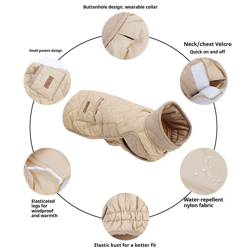 Warm Autumn And Winter Dog Coats Short-legged Dog Cotton Coats With Hoodies Pet Clothing Supplies