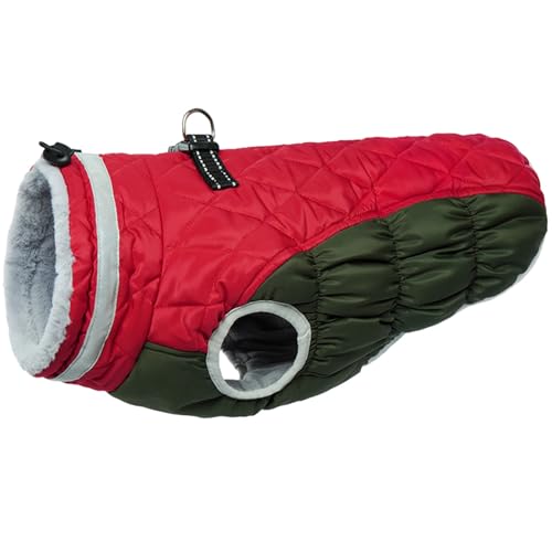 Warm Winter Dog Jacket with Built-in Harness Waterproof Windproof Reflective Fleece Vest with Zipper