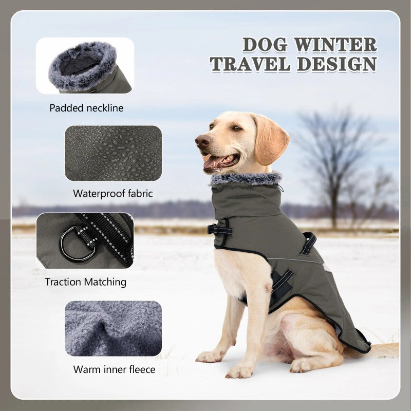 Waterproof Fur Collar Dog Jacket Warm Thicken Winter Dog Clothes Pet Outfits
