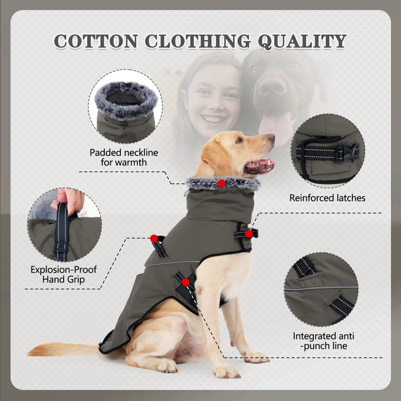 Waterproof Fur Collar Dog Jacket Warm Thicken Winter Dog Clothes Pet Outfits