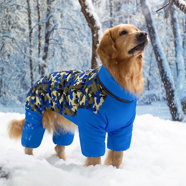 Waterproof Large Dog Jackets Warm Fleece Pet Dog Coat Reflective Dog Jumpsuit