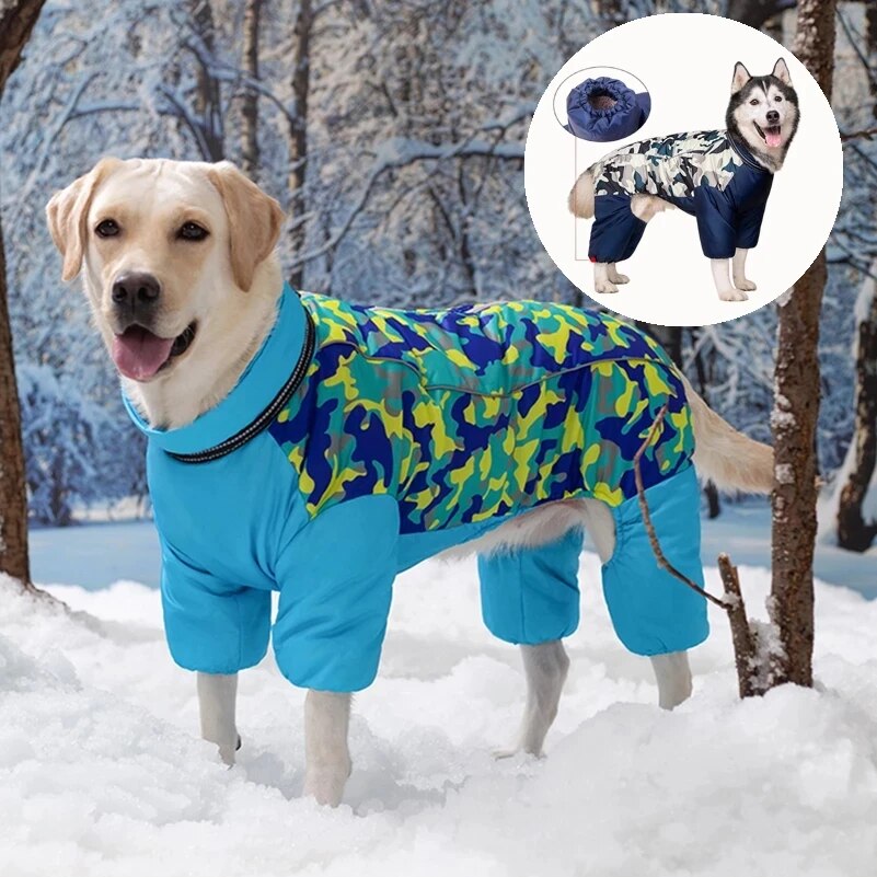 Waterproof Large Dog Jackets Warm Fleece Pet Dog Coat Reflective Dog Jumpsuit