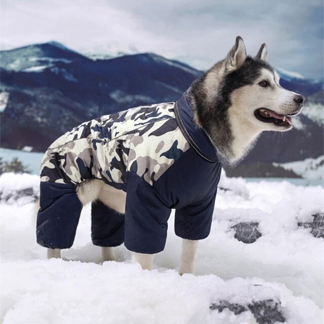 Waterproof Large Dog Jackets Warm Fleece Pet Dog Coat Reflective Dog Jumpsuit