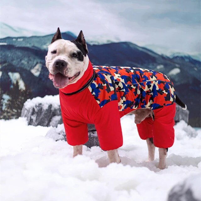 Waterproof Large Dog Jackets Warm Fleece Pet Dog Coat Reflective Dog Jumpsuit